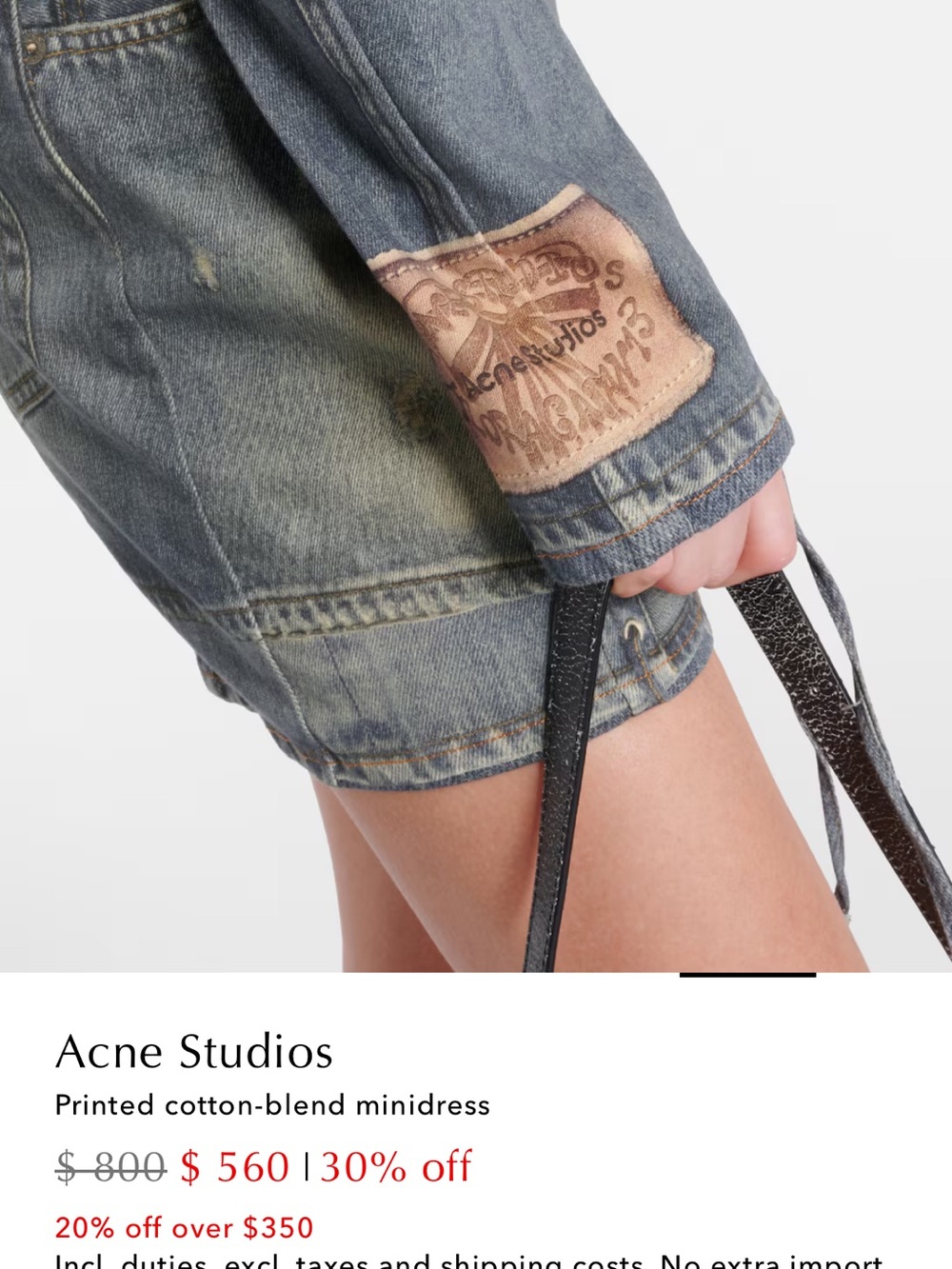 Acne Blue Faded Denim Mini Dress. Denim printed 97% cotton - Picture 8 of 13